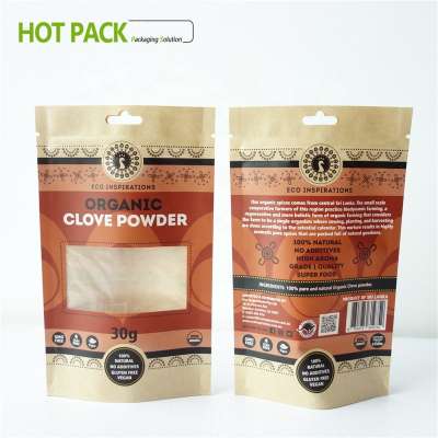 Organic clove powder kraft stand up packaging kraft paper stand up pouches